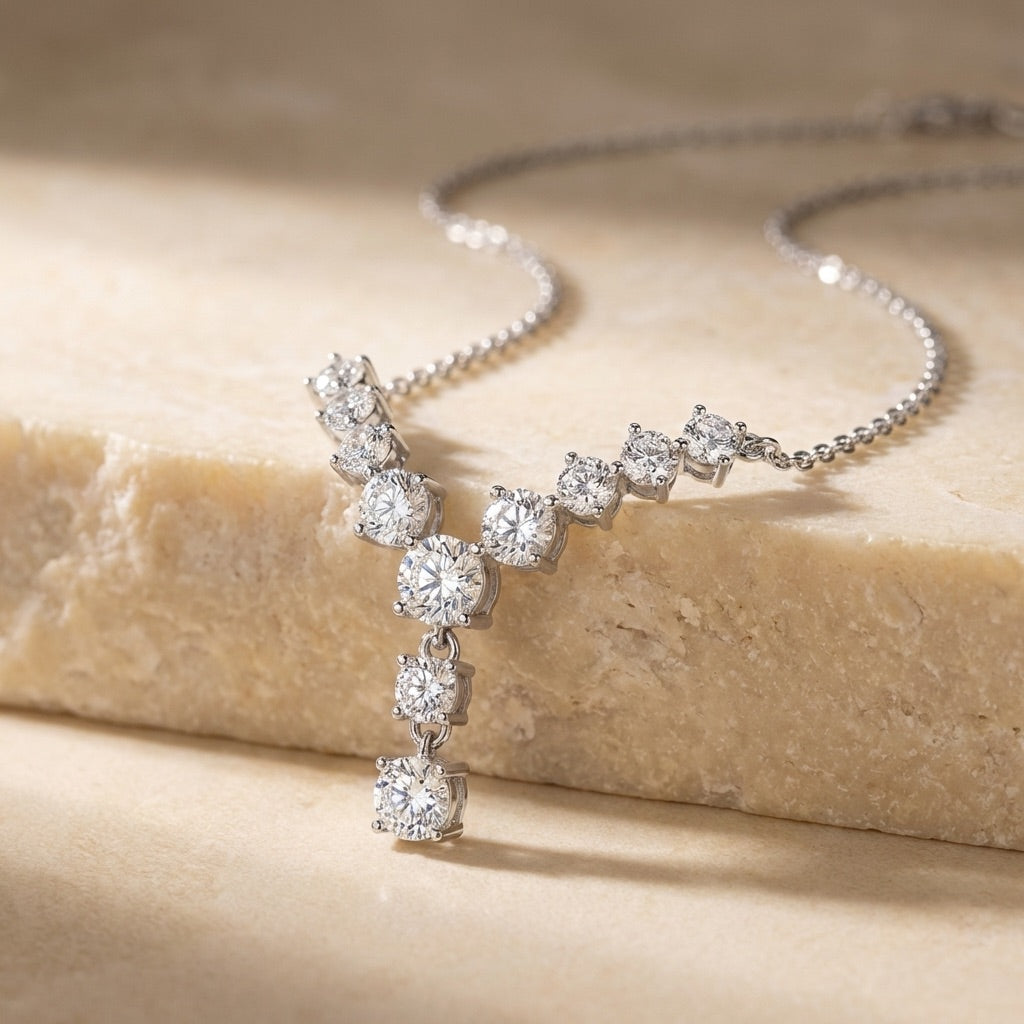 Gradient Lariat Silver Necklace