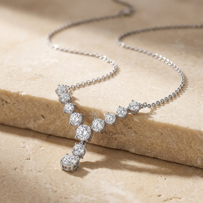Gradient Lariat Silver Necklace