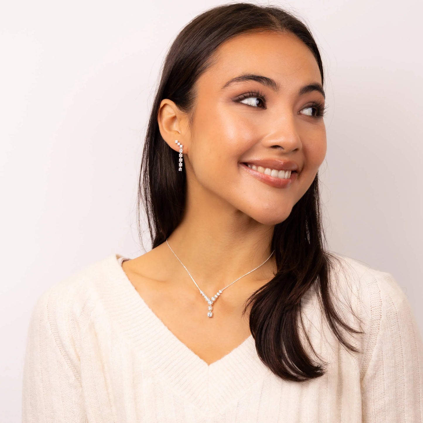 Gradient Lariat Silver Necklace