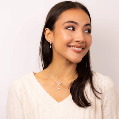 Gradient Lariat Silver Necklace