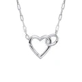 Silver heart-shaped necklace on a plain background