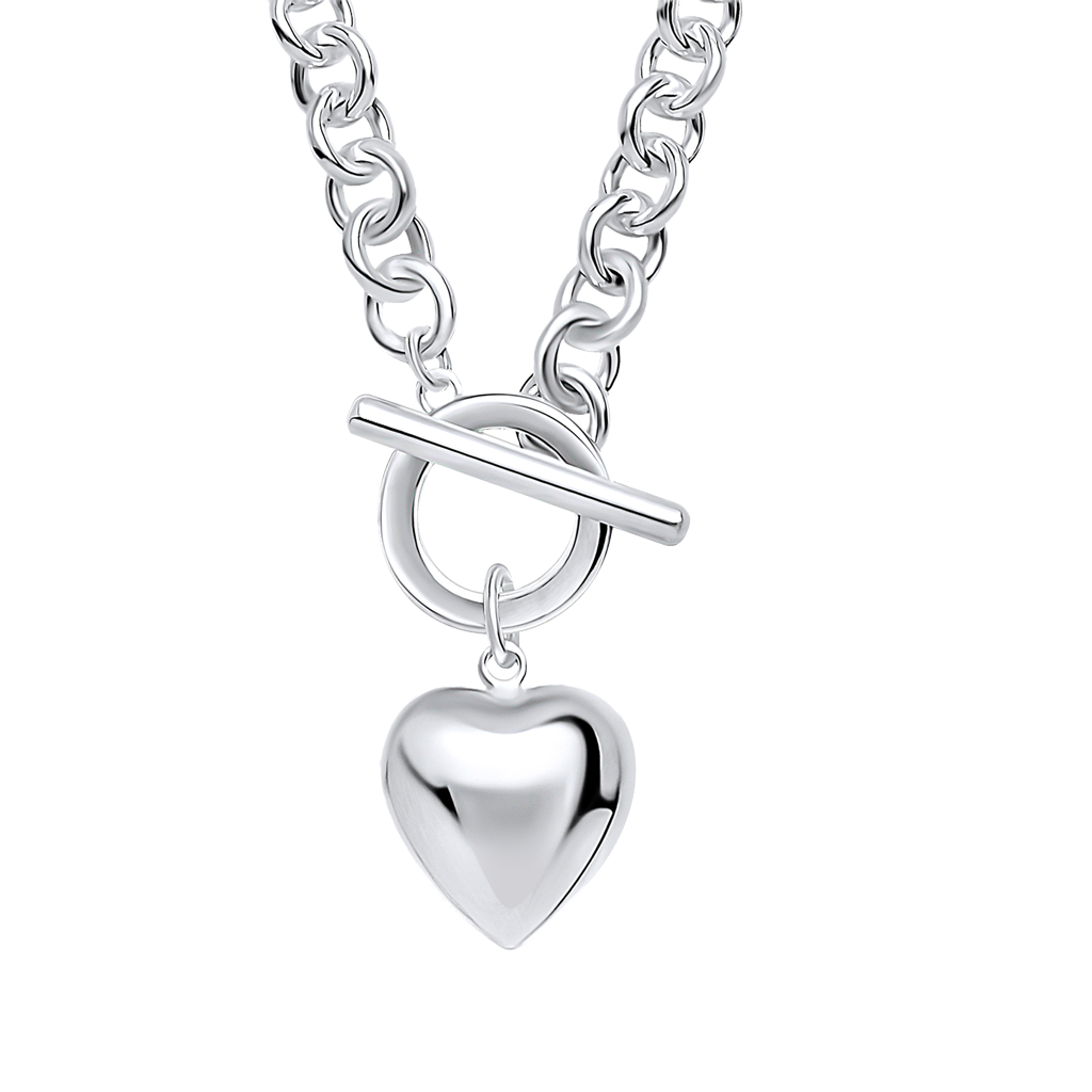 Puff Heart T-Bar Chain Necklace