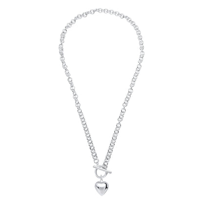 Puff Heart T-Bar Chain Necklace
