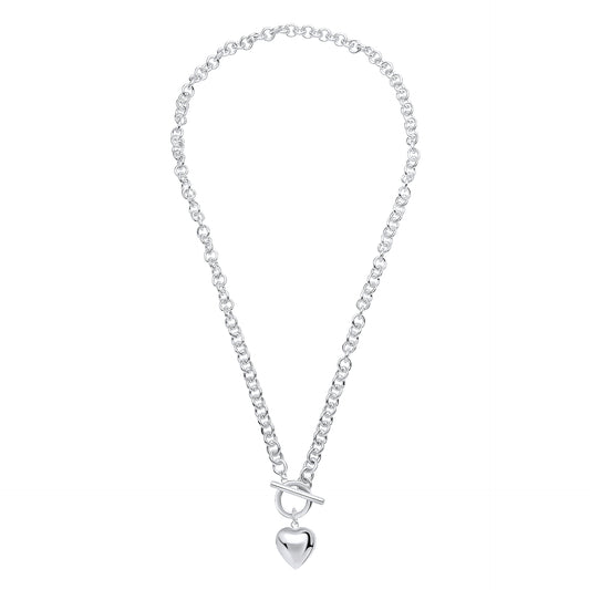 Puff Heart T-Bar Chain Necklace