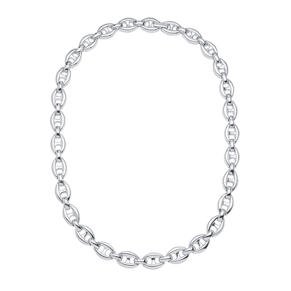 Silver chain bracelet on a white background