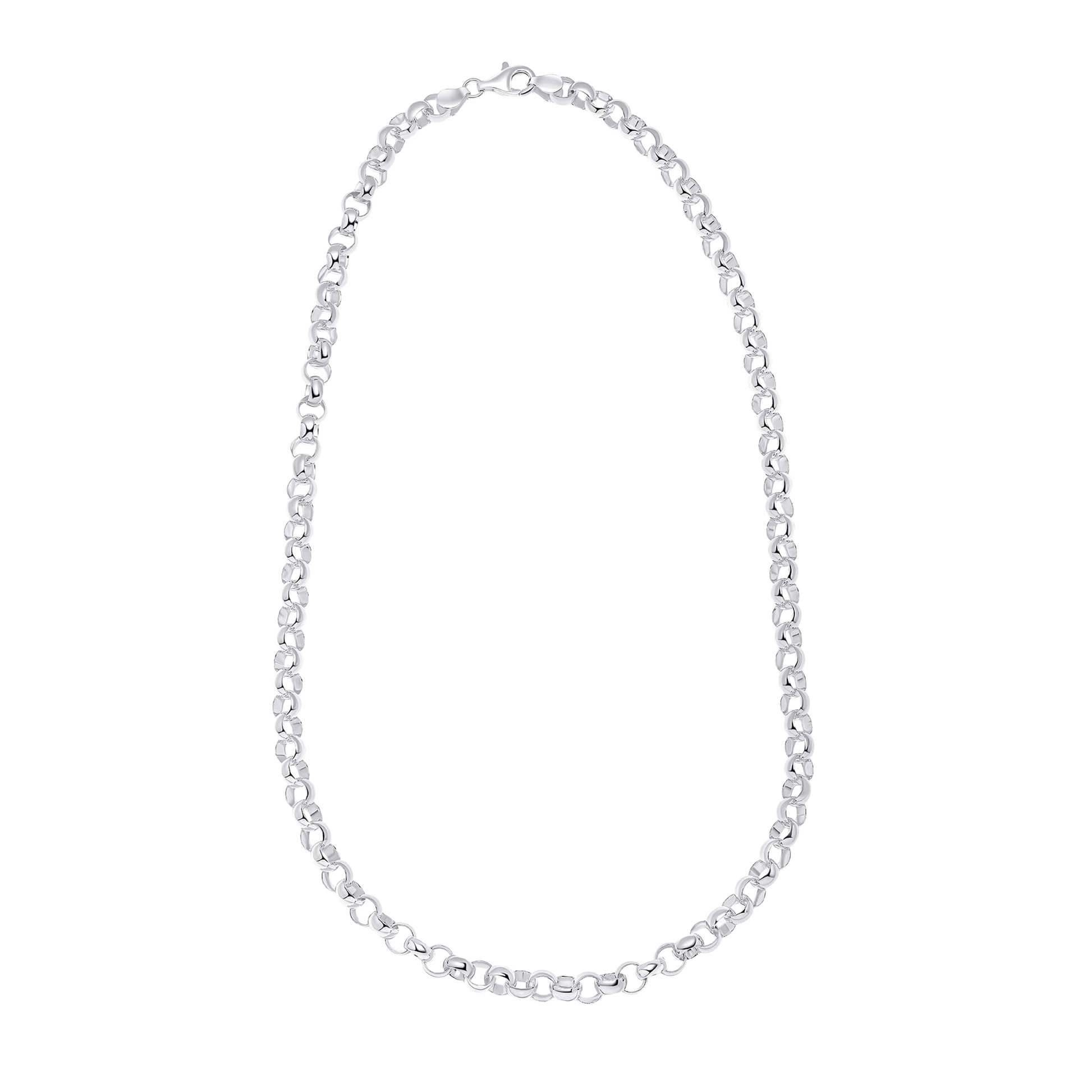 Silver chain necklace on a white background