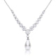 Statement Zirconia Lined Necklace with Shell Pearl Drop