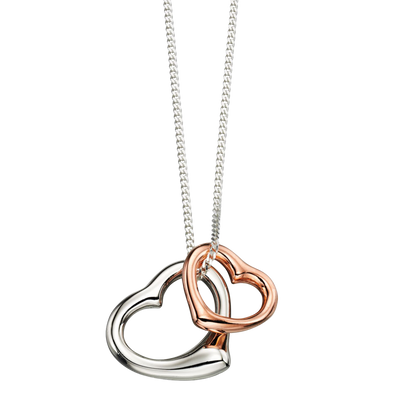 Double Heart Pendant with Rose Gold Plating