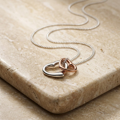 Double Heart Pendant with Rose Gold Plating