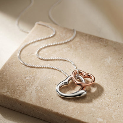 Double Heart Pendant with Rose Gold Plating