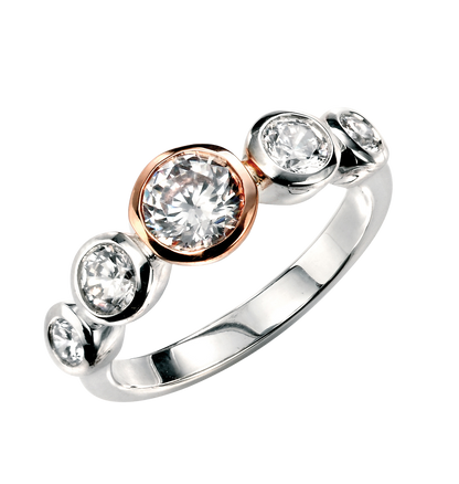 Multi Cubic Zirconia Ring with Surround