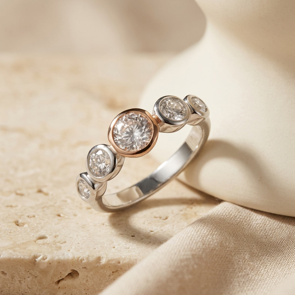 Multi Cubic Zirconia Ring with Surround
