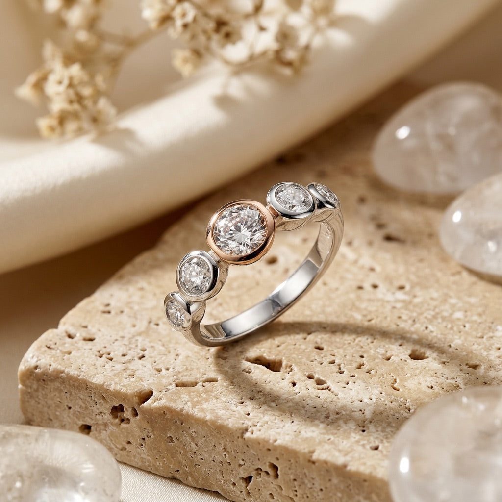 Multi Cubic Zirconia Ring with Surround