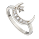 Crescent Moon and Star Ring with Cubic Zirconia