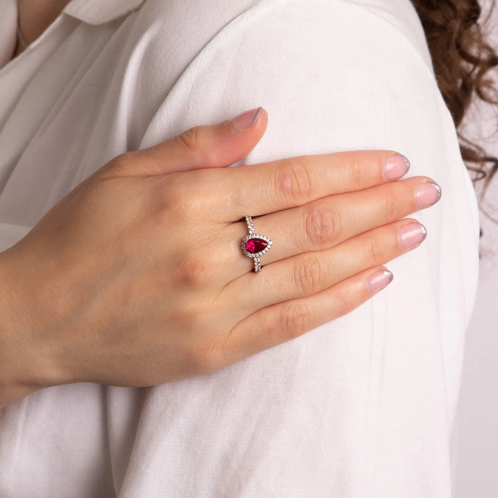 Teardrop & Pavé Surround Ring