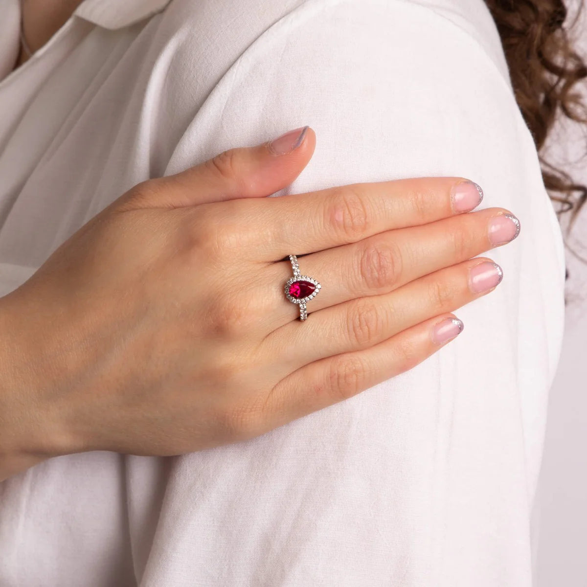 Teardrop & Pavé Surround Ring