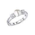 Shell Pearl & Zirconia Trilogy Ring