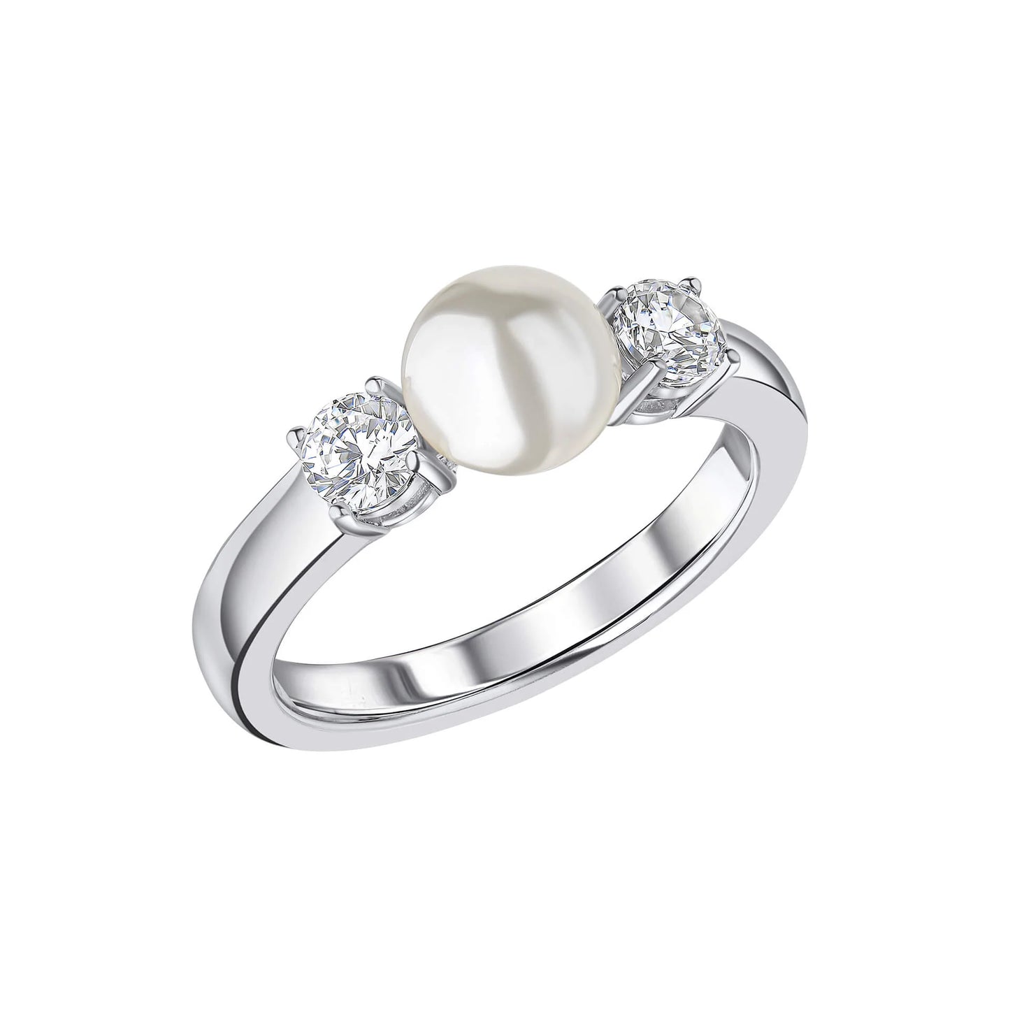 Shell Pearl & Zirconia Trilogy Ring