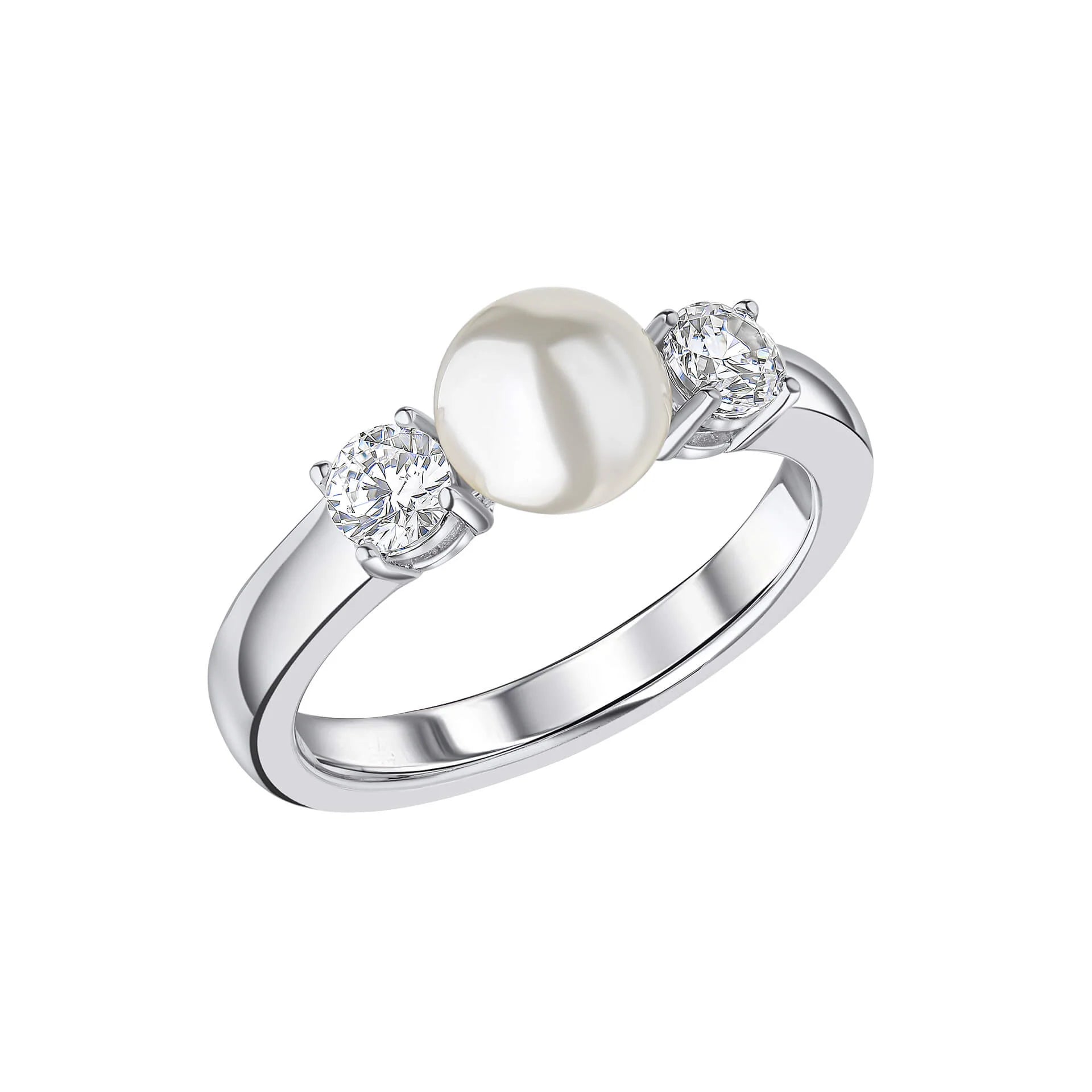 Shell Pearl & Zirconia Trilogy Ring