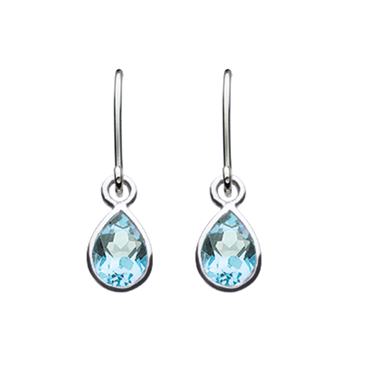 Spectrum Blue Topaz Tear Stone Drop Earrings