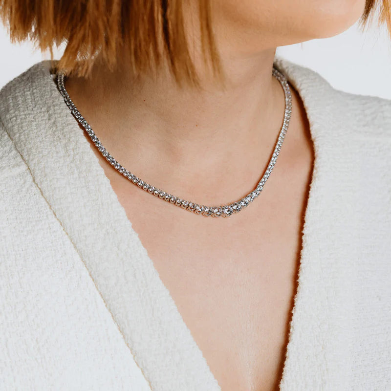 Graduated Zirconia Tennis Necklace