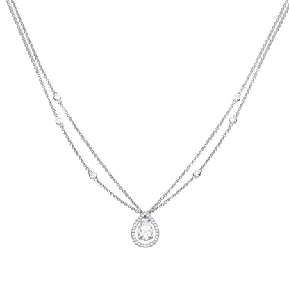 Teardrop Zirconia Double Chain Necklace