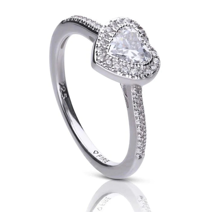 Pave Set Zirconia Heart Ring