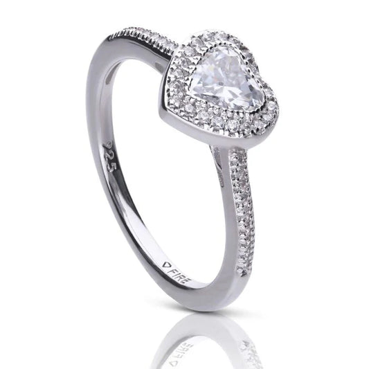 Pave Set Zirconia Heart Ring