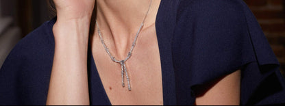 Oval & Round Zirconia Drop Necklace